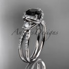 Platinum  diamond unique engagement ring with a Black Diamond center stone ADER146