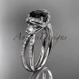 Platinum  diamond unique engagement ring with a Black Diamond center stone ADER146