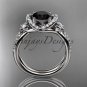 Platinum  diamond unique engagement ring with a Black Diamond center stone ADER146