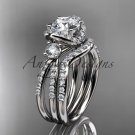 14kt white gold diamond unique engagement set, wedding ring ADER146S