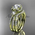 14k yelow gold diamond engagement set with a "One" Moissanite center stone ADER146Swhite