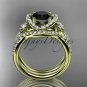 14kt yellow gold diamond unique engagement set with a Black Diamond center stone ADER146S