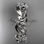 14kt white gold leaf and flower engagement ring, wedding band ADLR217G