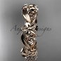 14kt rose gold leaf and flower engagement ring, wedding band ADLR217G