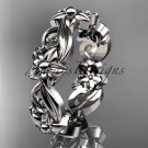 Platinum  leaf and flower engagement ring, wedding band ADLR217G
