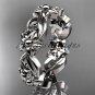 Platinum leaf and flower engagement ring, wedding band ADLR217G