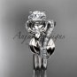 14k white gold diamond leaf and vine engagement set with a Moissanite center stone ADLR224S