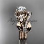 14k rose gold diamond leaf and vine engagement set with a Moissanite center stone ADLR224s