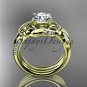 14k yellow gold diamond leaf and vine engagement set with a Moissanite center stone ADLR224S