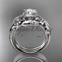Platinum diamond leaf and vine engagement set with a Moissanite center stone ADLR224s