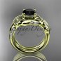 14k yellow gold diamond leaf and vine engagement set with a Black Diamond center stone ADLR224S
