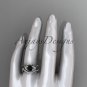 Platinum  diamond leaf and vine engagement set with a Black Diamond center stone ADLR224S