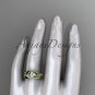 14k yellow gold diamond leaf wedding ring, engagement set with a Moissanite center stone ADLR225S
