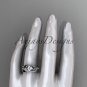 Platinum diamond leaf wedding ring, engagement set with a Moissanite center stone ADLR225S