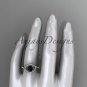 14kt white gold diamond wedding ring, engagement ring with a Black Diamond center stone ADLR383