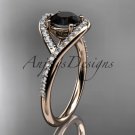 14kt rose gold diamond wedding ring, engagement ring with a Black Diamond center stone ADLR383