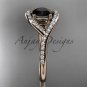 14kt rose gold diamond wedding ring, engagement ring with a Black Diamond center stone ADLR383