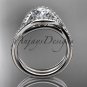 14kt white gold diamond wedding ring, engagement set with a Moissanite center stone ADLR383S