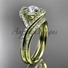 14kt yellow gold diamond wedding ring, engagement set with a Moissanite center stone ADLR383S