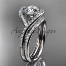 Platinum diamond wedding ring, engagement set with a Moissanite center stone ADLR383S