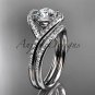 Platinum diamond wedding ring, engagement set with a Moissanite center stone ADLR383S