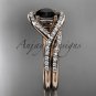 14kt rose gold diamond wedding ring, engagement set with a Black Diamond center stone ADLR383S