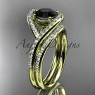 14kt yellow gold diamond wedding ring, engagement set with a Black Diamond center stone ADLR383S