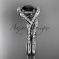 Platinum diamond wedding ring, engagement set with a Black Diamond center stone ADLR383S