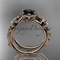 14kt rose gold celtic trinity knot engagement ring with a Black Diamond center stone CT766