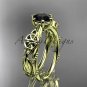 14kt yellow gold celtic trinity knot engagement ring with a Black Diamond center stone CT766