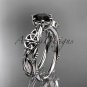 Platinum celtic trinity knot engagement ring with a Black Diamond center stone CT766
