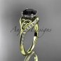 14k yellow gold diamond celtic trinity knot engagement ring with a Black Diamond center stone CT7125