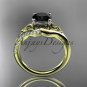 14k yellow gold diamond celtic trinity knot engagement ring with a Black Diamond center stone CT7125