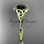 14k yellow gold diamond celtic trinity knot engagement ring with a Black Diamond center stone CT7126