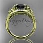 14k yellow gold diamond celtic trinity knot engagement ring with a Black Diamond center stone CT7126