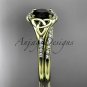 14k yellow gold diamond celtic trinity knot engagement set with a Black Diamond center stone CT7126S