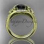 14k yellow gold diamond celtic trinity knot engagement set with a Black Diamond center stone CT7126S