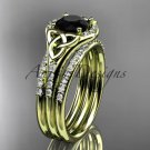 14k yellow diamond celtic trinity knot engagement ring with a Black Diamond center stone CT7126S