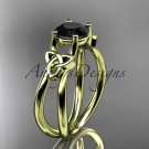 14kt yellow gold celtic trinity knot engagement ring with a Black Diamond center stone CT7130