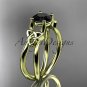 14kt yellow gold celtic trinity knot engagement ring with a Black Diamond center stone CT7130