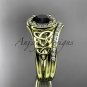 14k yellow gold diamond celtic trinity knot engagement set with a Black Diamond center stone CT7131S
