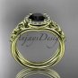 14k yellow gold diamond celtic trinity knot engagement set with a Black Diamond center stone CT7131S
