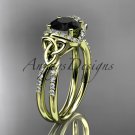 14k yellow gold diamond celtic trinity knot engagement ring with a Black Diamond center stone CT7131