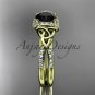 14k yellow gold diamond celtic trinity knot engagement ring with a Black Diamond center stone CT7155