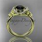 14k yellow gold diamond celtic trinity knot engagement ring with a Black Diamond center stone CT7155