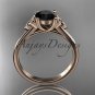 14kt rose gold celtic trinity knot wedding ring with a Black Diamond center stone CT7154