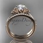 14kt rose gold diamond celtic trinity knot wedding ring, engagement set CT7154S