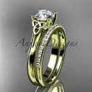 14kt yellow gold diamond celtic trinity knot engagement set with a Moissanite center stone CT7154S