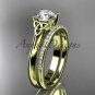 14kt yellow gold diamond celtic trinity knot engagement set with a Moissanite center stone CT7154S