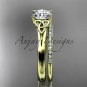 14kt yellow gold diamond celtic trinity knot engagement set with a Moissanite center stone CT7154S